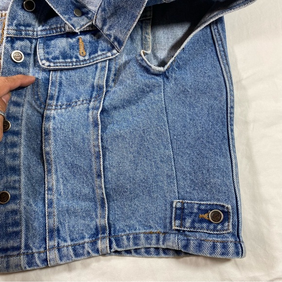 Silver Hawk  Denim Jean Vest Button Down Vest Shirt Chest pockets Shirt Top Vest - Picture 13 of 14